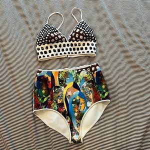 Never worn Clover Canyon high waisted neoprene 2 piece bikini set size small